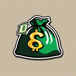 Money Bag Sticker - Money bag for wealth, ,vector color sticker art,minimal