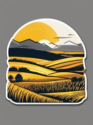 Golden Fields Sticker - Experience the golden beauty of vast fields under the sun with this serene and nature-inspired sticker, , sticker vector art, minimalist design