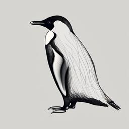 simple drawing of penguin  minimal rough sketch scribbles,doodles,black and white