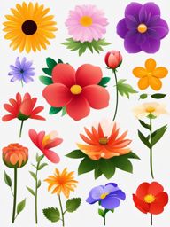 Flower images clipart, A collection of various flower graphics.  simple, 2d flat