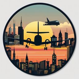 Cityscape and Plane Emoji Sticker - Urban exploration, , sticker vector art, minimalist design