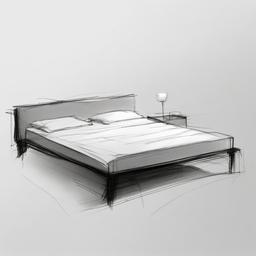 sketch of a bed  minimal rough sketch scribbles,doodles,black and white