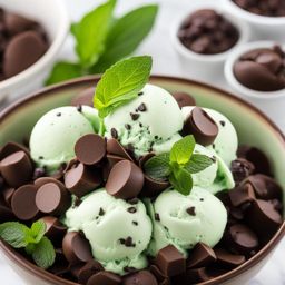 mint chocolate chip ice cream with mint-flavored ice cream and chocolate chips. 