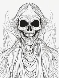 Ghoul Coloring Pages - Creepy Undead Haunting Creature  minimal black outline printable sheet, coloring page