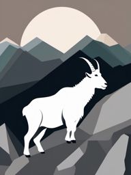 Mountain Goat Clip Art - A mountain goat on rocky terrain,  color vector clipart, minimal style