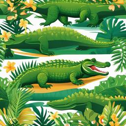 Alligator clipart - alligator with a tropical background  