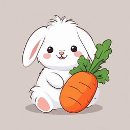 Cute clipart - fluffy bunny with a big carrot  color,minimalist,vector clipart