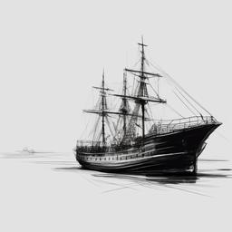 sketch of a ship  minimal rough sketch scribbles,doodles,black and white