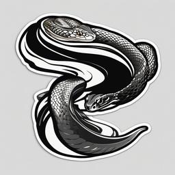 Boelen’s Python cartoon - rare, black and white snake  cartoon sticker style