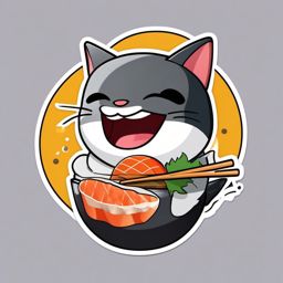 Singing Sushi sticker- Tuna Tune Delight, , sticker vector art, minimalist design