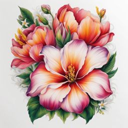August flower of the month tattoo, Tattoos representing the birth flower for the month of August.  vivid colors, white background, tattoo design