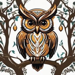 Owl Temporary Tattoos - Experiment with the allure of owls through temporary owl tattoos.  simple color tattoo,vector style,white background