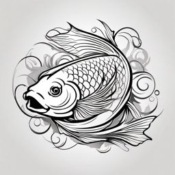 Simple Coy Fish Tattoo,a simple yet captivating coy fish tattoo, symbolizing grace and determination. , tattoo design, white clean background
