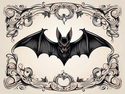 Bat Tattoo Traditional-Classic and timeless tattoo style, featuring traditional elements with a bat motif.  simple color tattoo,white background