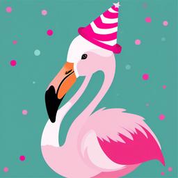 Flamingo clipart - flamingo wearing a party hat  