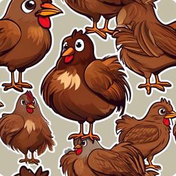 Buckeye Chicken cartoon - reddish-brown chicken with a calm demeanor  cartoon sticker style