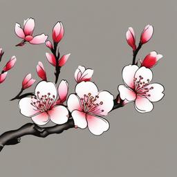 Japanese Tattoo Designs Cherry Blossom - Traditional Japanese cherry blossom tattoo design.  simple color tattoo,white background,minimal