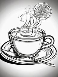 Food Coloring Pages - Cup of hot tea with lemon slice  simple coloring pages