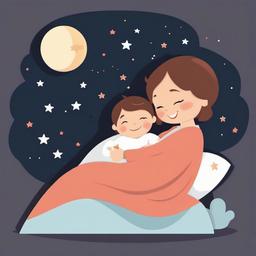 Sleep clipart - child having a sweet dream with a smile  color,minimalist,vector clipart