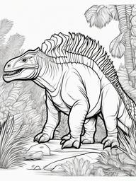 Iguanodon Coloring Pages - Thumb-Spiked Herbivore  black outline printable coloring page