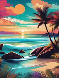 Beach Scenery Backgrounds Relaxing Coastal Views and Serene Beaches wallpaper splash art, vibrant colors, intricate patterns