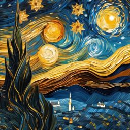 Star Background - Starry Night in Van Gogh's Artwork  wallpaper style, intricate details, patterns, splash art, light colors