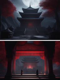 hidan,conducting a dark ritual in a shadowy temple to invoke dark forces,a moonlit graveyard detailed matte painting, deep color, fantastical, intricate detail, splash screen, complementary colors, fantasy concept art, 8k resolution trending on artstation unreal engine 5