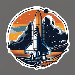 Space Shuttle Atlantis Sticker - Space shuttle Atlantis during a mission, ,vector color sticker art,minimal