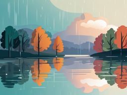 Rainy Day Reflections in Nature clipart - Reflecting on a rainy day, ,vector color clipart,minimal