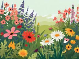 Trailside Flower Garden clipart - A garden of wildflowers, ,vector color clipart,minimal