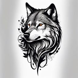 Tattoo Arm Wolf,wolf-themed tattoo designed to adorn the arm, mark of strength and courage. , tattoo design, white clean background