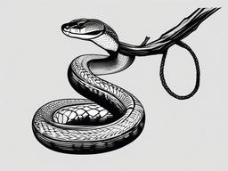 drawing of a python coiled around a branch  minimal rough sketch scribbles,doodles,black and white