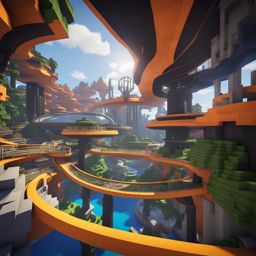futuristic theme park with thrilling rides and attractions - minecraft house design ideas 