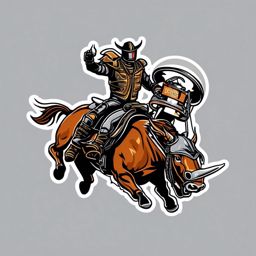 Robot Rodeo sticker- Mechanical Bull Riding, , sticker vector art, minimalist design