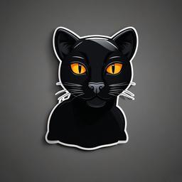 Panther cartoon - sleek, black cat  cartoon sticker style