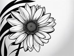 Daisy Black and White Tattoo-Making a stylish statement with a black and white daisy tattoo, showcasing timeless beauty with monochromatic simplicity.  simple vector color tattoo