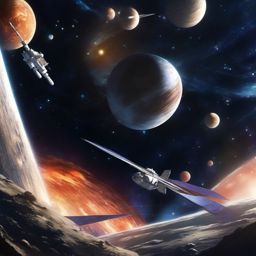 Spacecraft in outer space. anime, wallpaper, background, anime key visual, japanese manga