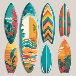 Surfboard clipart - surfboard and waves  vector clipart