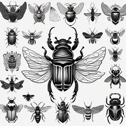 Scarab Beetle Tattoos - Tattoos featuring scarab beetles.  simple vector tattoo,minimalist,white background