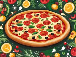 Pizza clipart - pizza with a festive background  