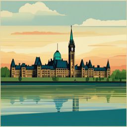 Ottawa clipart - Parliament Hill and Ottawa River, ,color clipart vector style