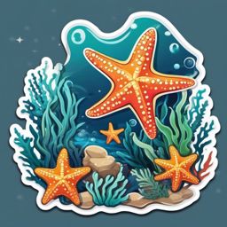 Cheerful Starfish sticker- Ocean Floor Charm, , color sticker vector art