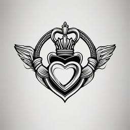 claddagh ring tattoo designs  simple color tattoo,minimal,white background