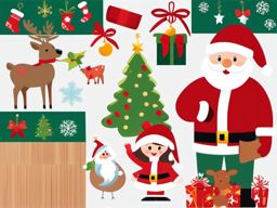 Christmas Clip Art Pictures,Illustrating a family holiday album with Christmas clip art pictures  simple, 2d flat