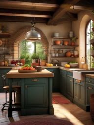 Tuscan Countryside Cooking - Transport your kitchen to the charming Tuscan countryside. , kitchen layout design ideas, multicoloured, photo realistic, hyper detail, high resolution,