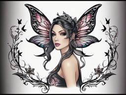 badass fairy tattoos  simple color tattoo style,white background