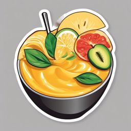 Mango Smoothie Bowl Sticker - Start your day with a vibrant and nutrient-packed mango smoothie bowl, , sticker vector art, minimalist design