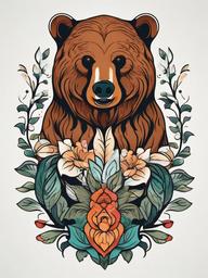 mother bear tattoo  simple vector color tattoo