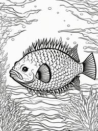 Pufferfish Coloring Pages - Inflating Spiky Ocean Creature  black outline printable sheet, coloring page