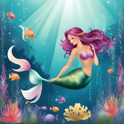 mermaid clipart - a graceful mermaid with a shimmering tail. 